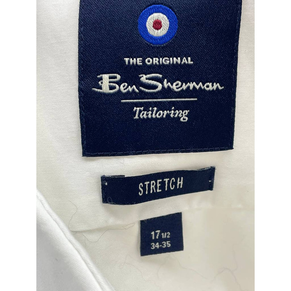 Ben Sherman Tailoring Stretch Dress Shirt White Long Sleeve Collared 17.5 - Picture 4 of 9
